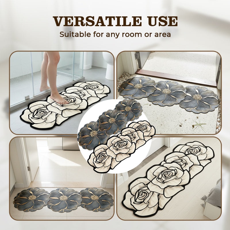 Diatomite Bath Mat Flower Shaped Quick Dry Non Slip Stone Mat for Bathroom