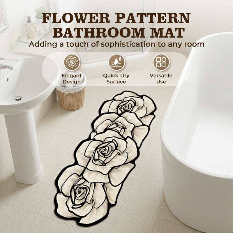 Diatomite Bath Mat Flower Shaped Quick Dry Non Slip Stone Mat for Bathroom
