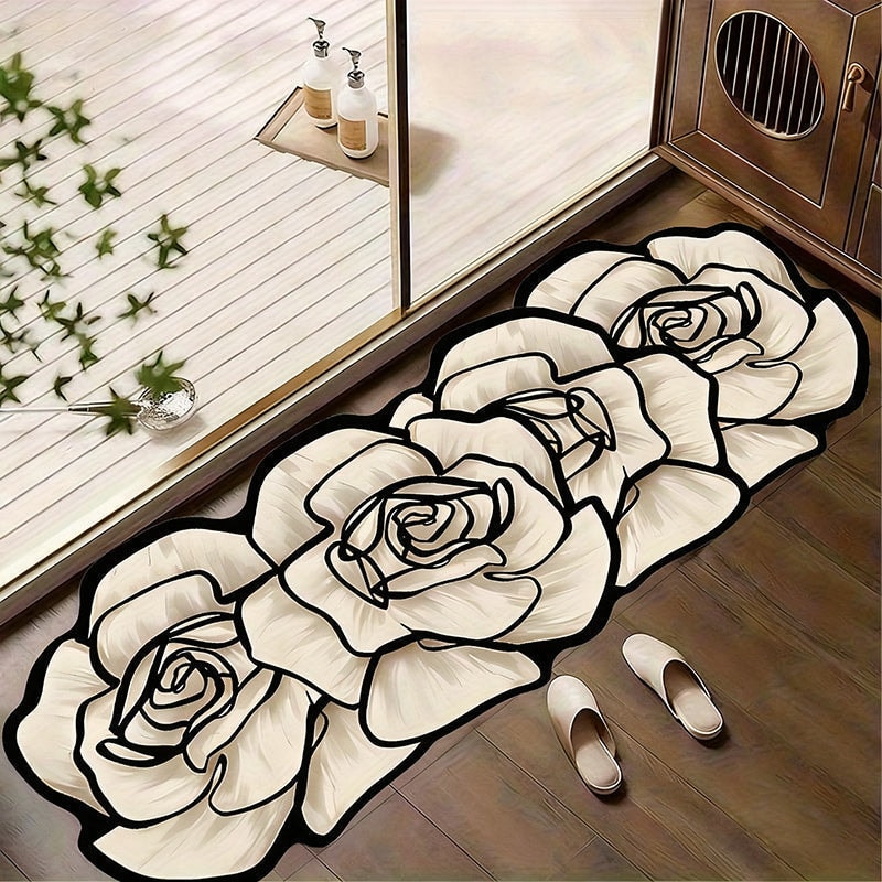 Diatomite Bath Mat Flower Shaped Quick Dry Non Slip Stone Mat for Bathroom