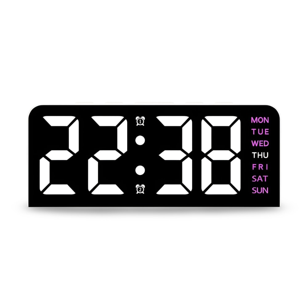 Digital LED Alarm Clock with Colour Night Light and Large Display for Bedroom
