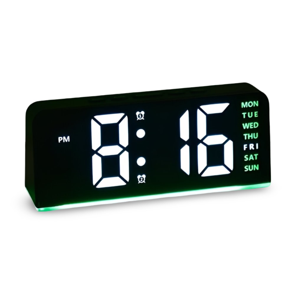 Digital LED Alarm Clock with Colour Night Light and Large Display for Bedroom
