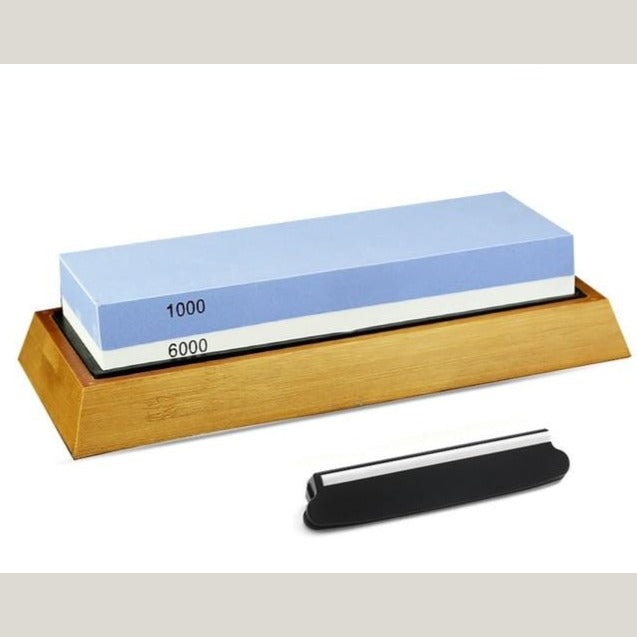 Double Sided Japanese Whetstone Knife Sharpening Stone with Bamboo Base