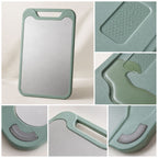 Double Sided Stainless Steel Cutting Board with Juice Groove and Garlic Grinder