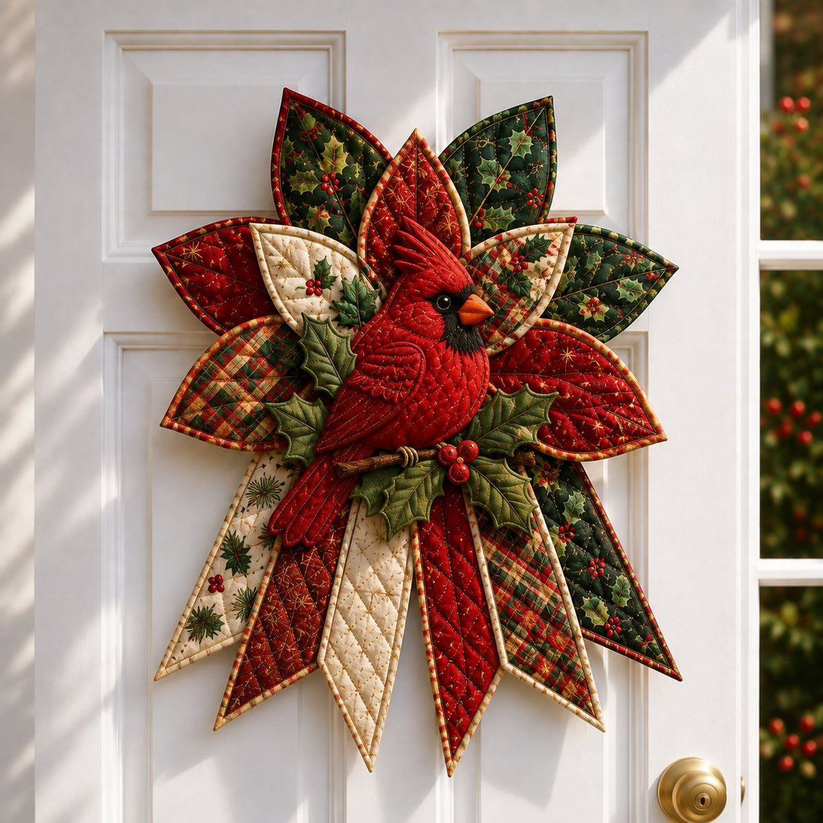 Christmas Door Hanger Sewing Kit Quilted Patchwork Wall Hanging DIY Craft Kit with Fabric | Templates and Instructions for Beginners