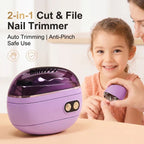 Electric Nail Trimmer and File with Pressure Sensing Stop and LED Light