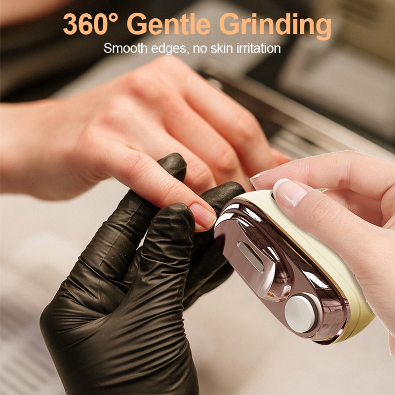 Electric Nail Trimmer and File with Pressure Sensing Stop and LED Light