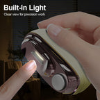 Electric Nail Trimmer and File with Pressure Sensing Stop and LED Light