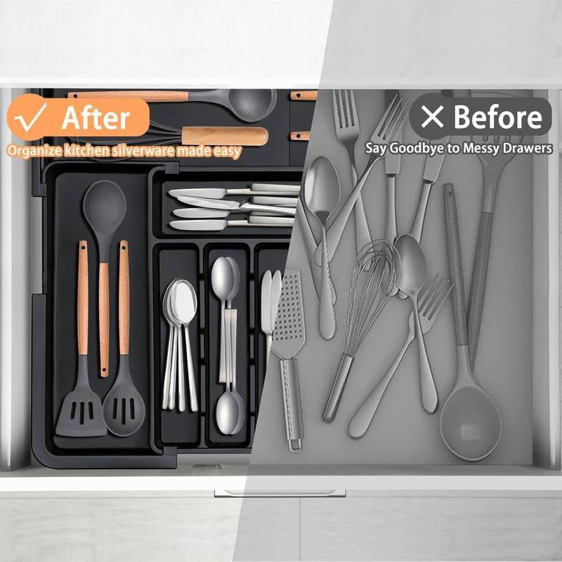 Expandable Cutlery Drawer Organiser with Adjustable Compartments for Kitchen
