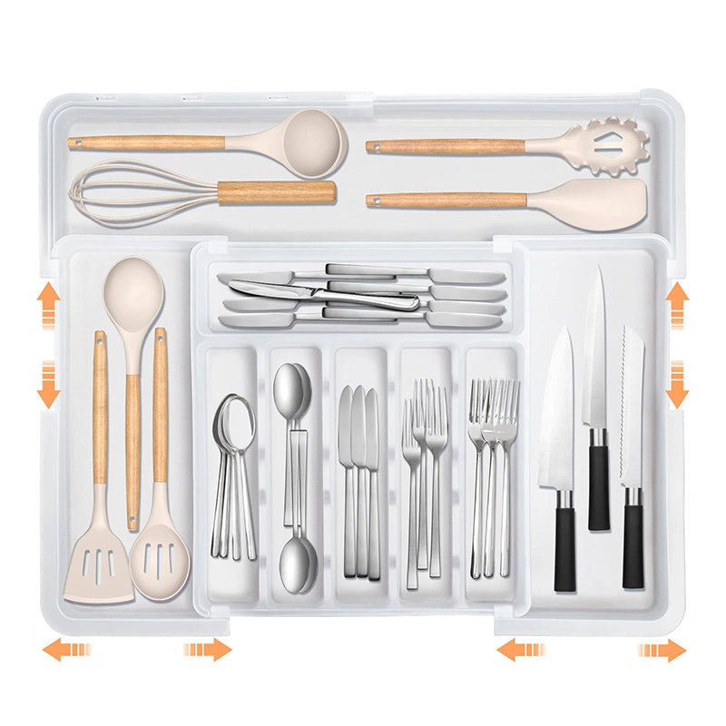 Expandable Cutlery Drawer Organiser with Adjustable Compartments for Kitchen