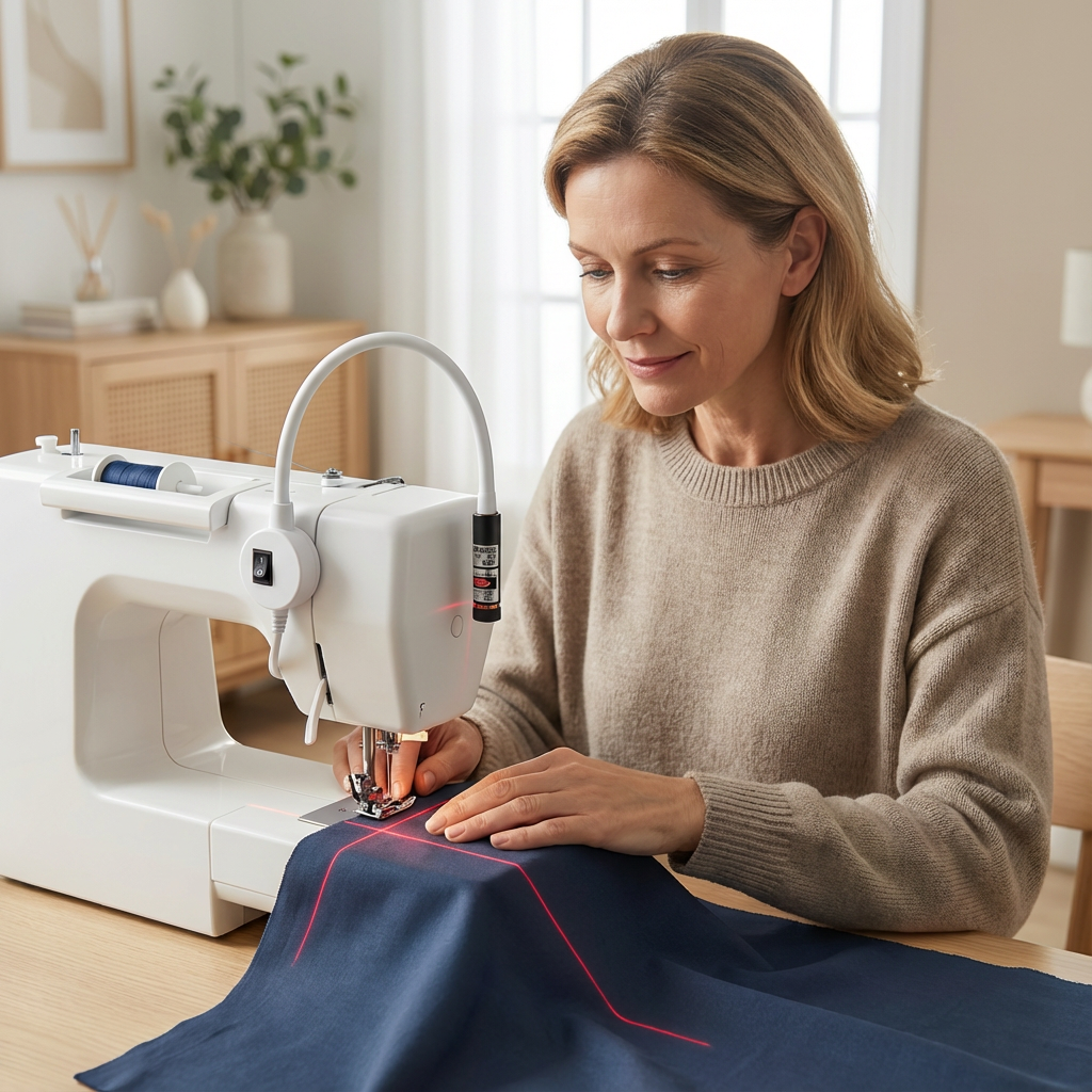 Magnetic Laser Guide Light for Sewing Machines Flexible Gooseneck Stitch Line Projector USB Powered Quilting Seam Guide Crosshair | Line or Dot