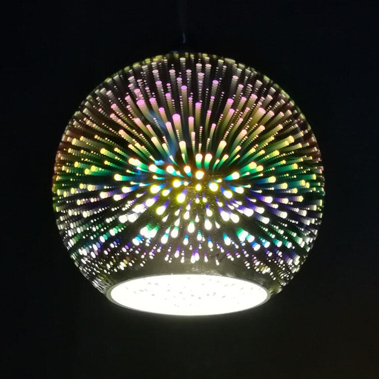 Fireworks Glass Globe Pendant Light with Starburst Effect for Dining Room