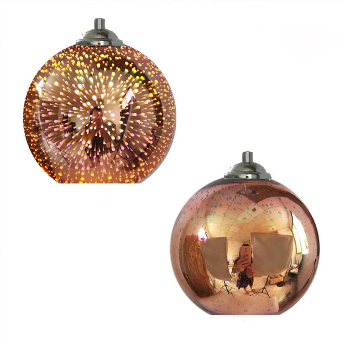 Fireworks Glass Globe Pendant Light with Starburst Effect for Dining Room