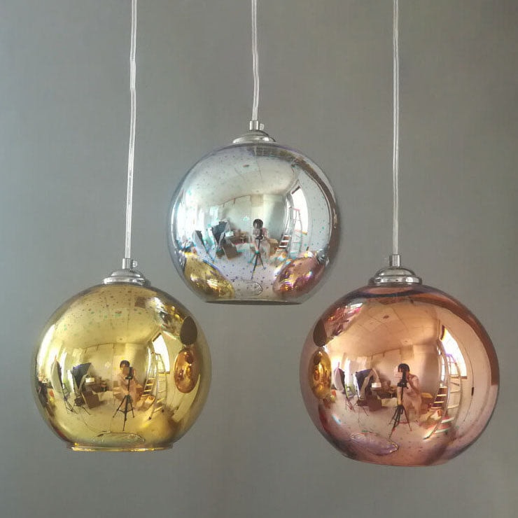 Fireworks Glass Globe Pendant Light with Starburst Effect for Dining Room