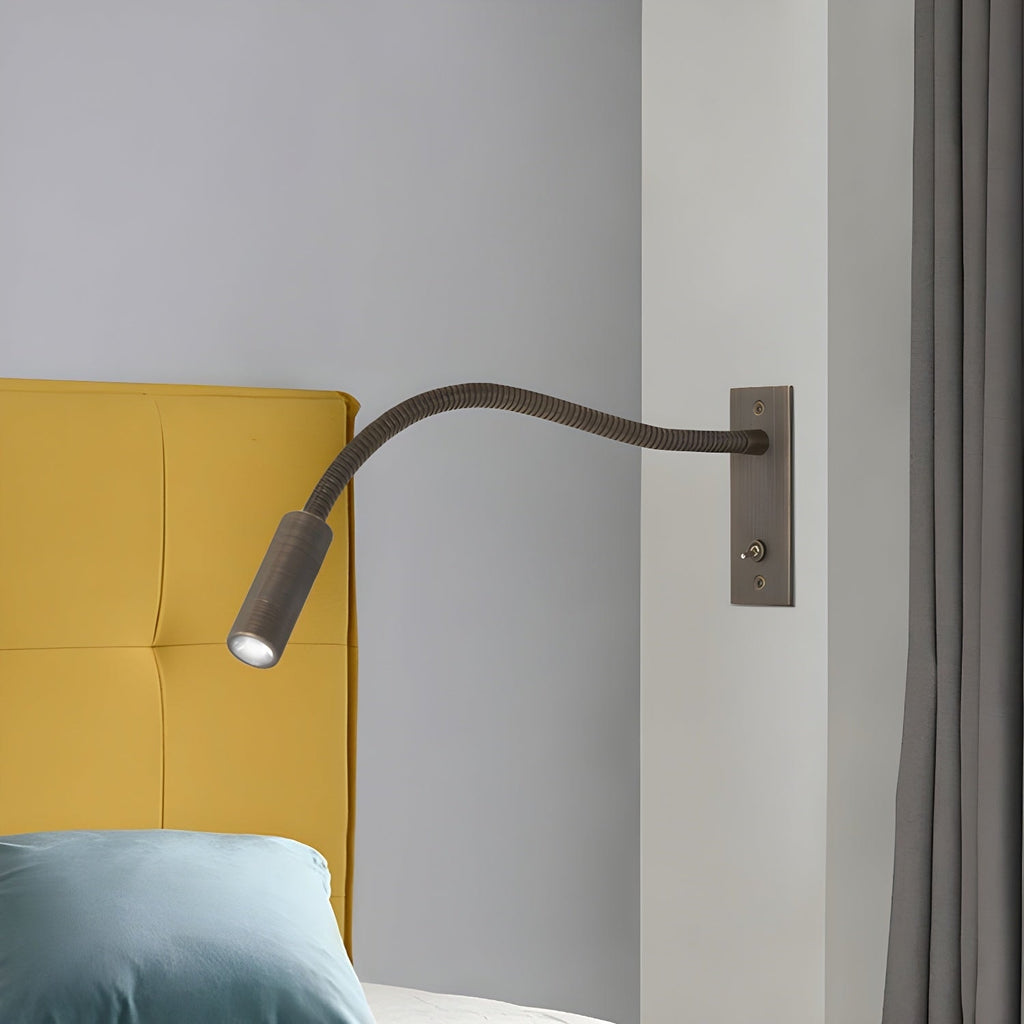 Flexible Gooseneck LED Wall Reading Light with Slim Cylinder Head for Bedside