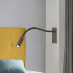 Flexible Gooseneck LED Wall Reading Light with Slim Cylinder Head for Bedside