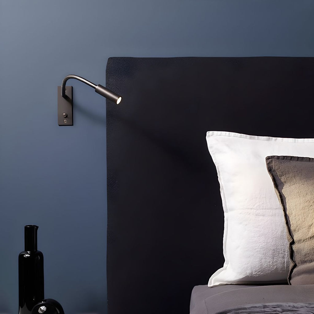Flexible Gooseneck LED Wall Reading Light with Slim Cylinder Head for Bedside