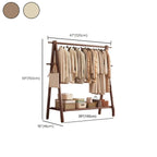 Foldable Wooden Clothes Rail Beech Wood Garment Rack with Storage Shelves and Side Hooks Freestanding A Frame Coat Rack for Bedroom and Hallway