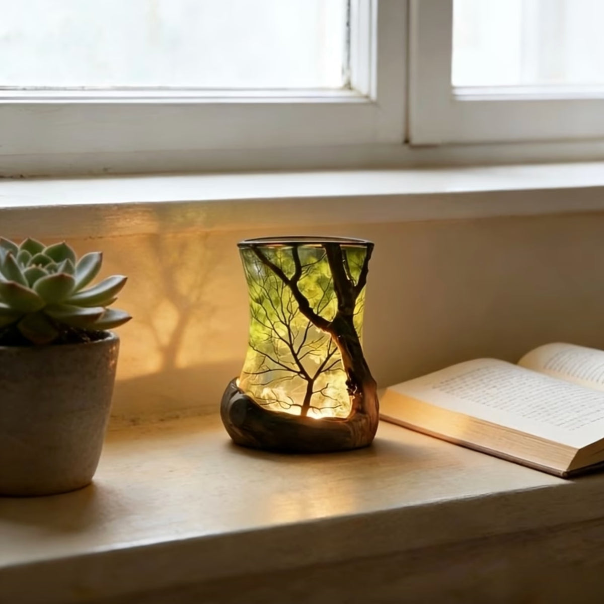 Forest Shadow Projection Lamp Battery Operated LED Ambient Light for Bedroom