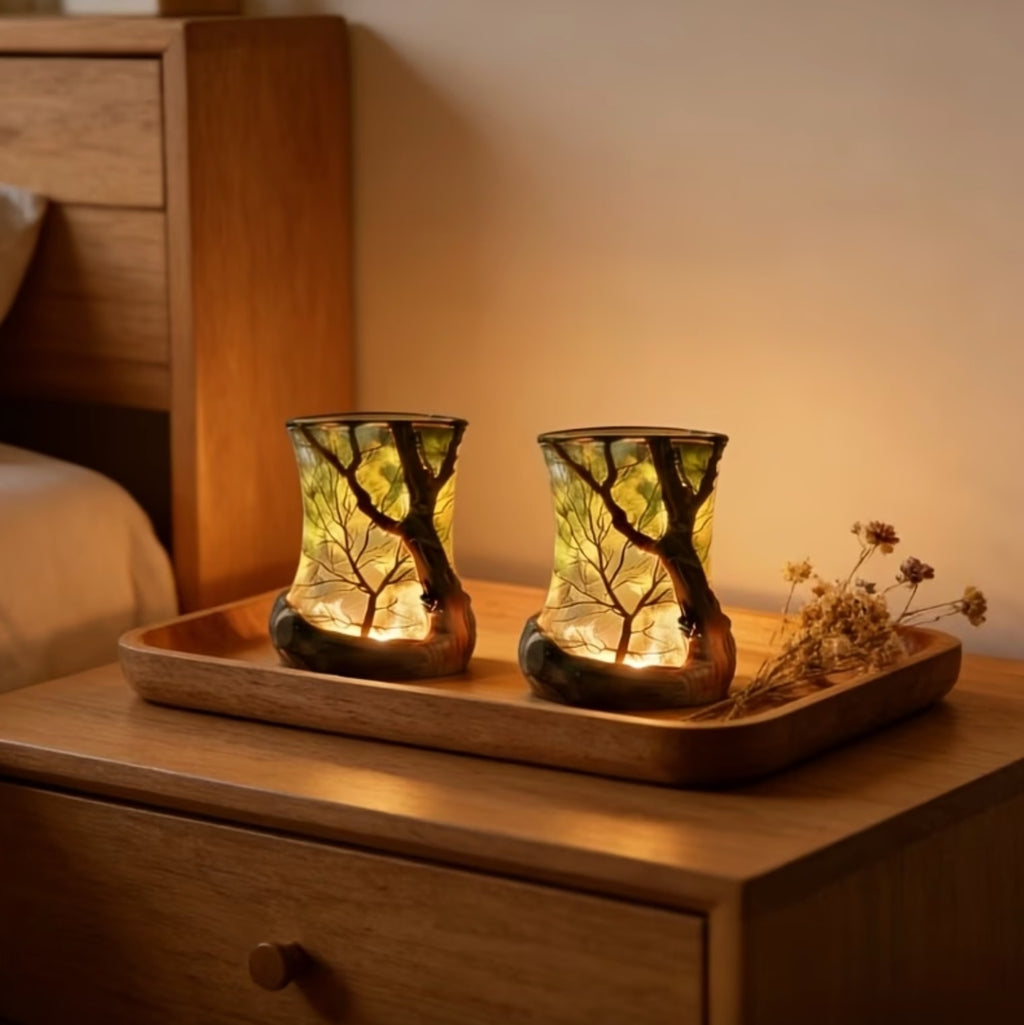 Forest Shadow Projection Lamp Battery Operated LED Ambient Light for Bedroom
