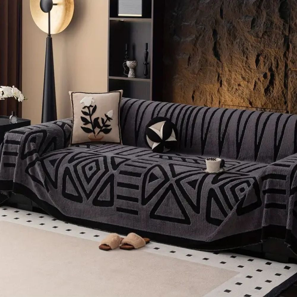 Geometric Jacquard Sofa Cover Throw with Non Slip Backing for Living Room