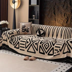 Geometric Jacquard Sofa Cover Throw with Non Slip Backing for Living Room