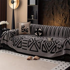 Geometric Jacquard Sofa Cover Throw with Non Slip Backing for Living Room