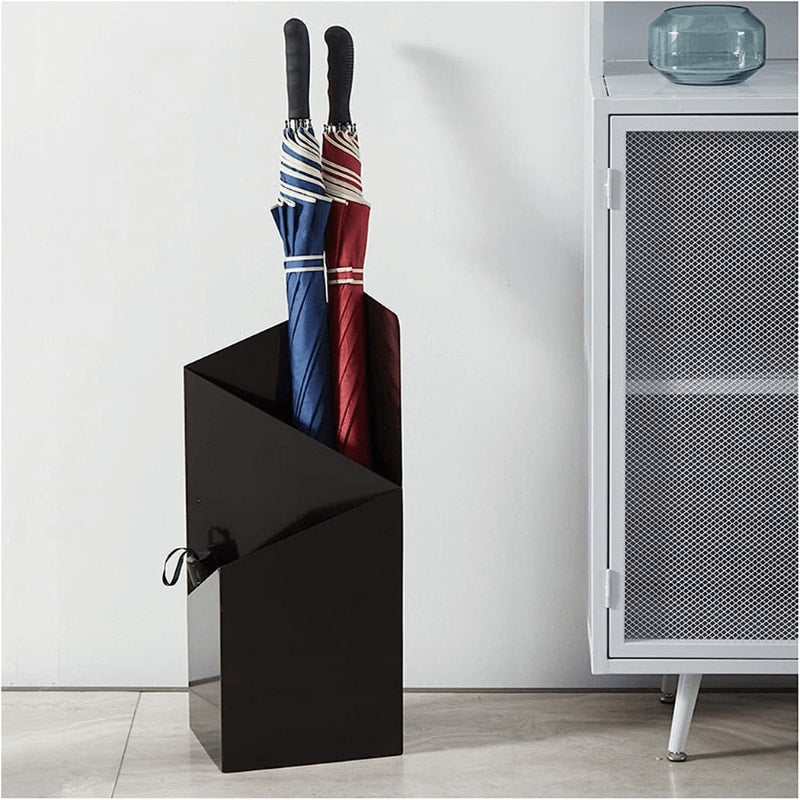 Geometric Metal Umbrella Stand with Removable Drip Tray for Hallway