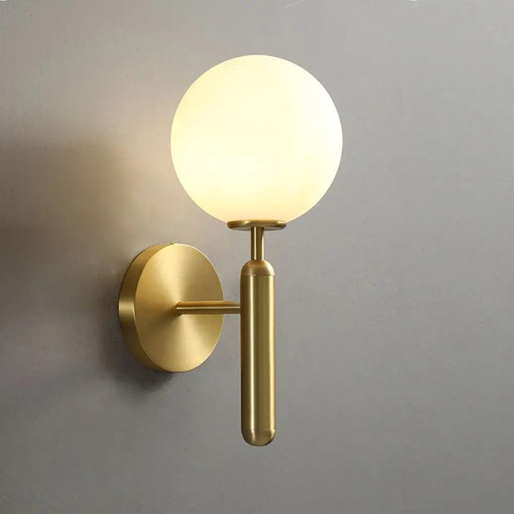 Glass Globe Wall Light with Ripple or Opal Shade and Curved Metal Arm