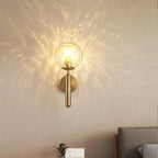 Glass Globe Wall Light with Ripple or Opal Shade and Curved Metal Arm