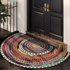 Half Moon Door Mat with Mosaic Print Non Slip Crystal Velvet Entrance Mat