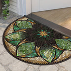 Half Moon Door Mat with Mosaic Print Non Slip Crystal Velvet Entrance Mat