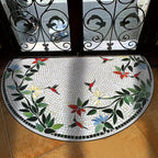 Half Moon Door Mat with Mosaic Print Non Slip Crystal Velvet Entrance Mat