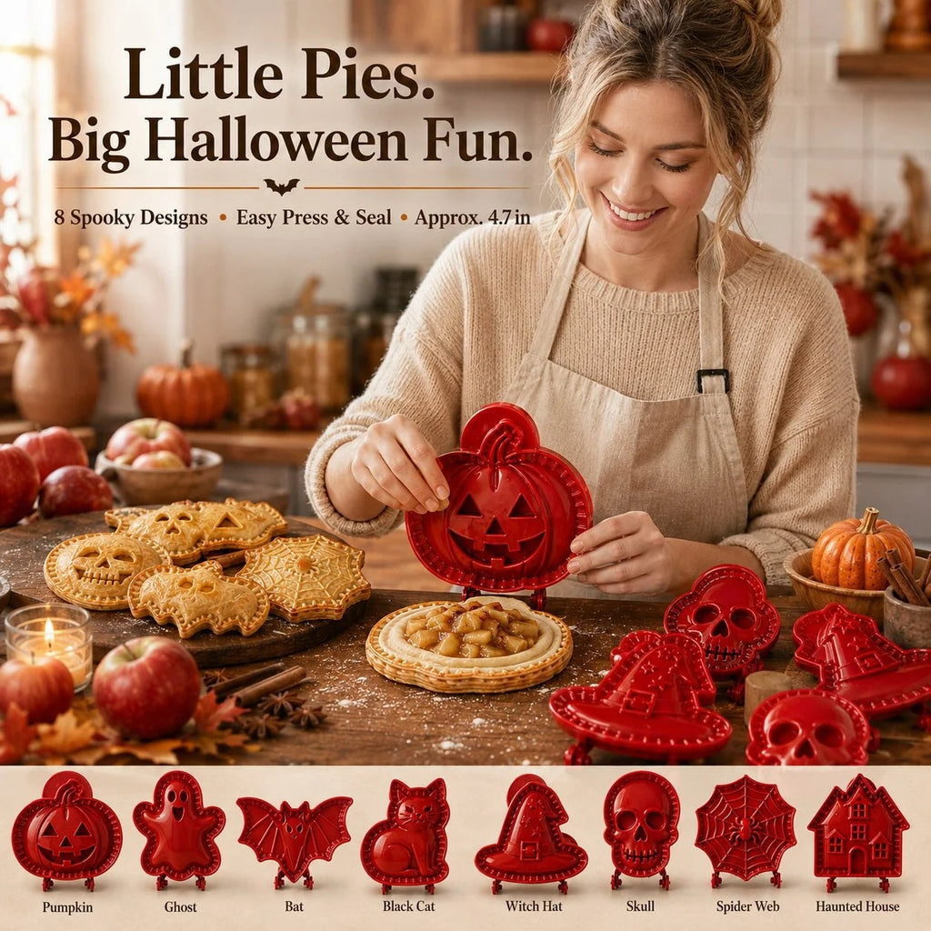 Halloween Hand Pie Mould Hinged Press and Seal Pastry Cutter for Mini Pies