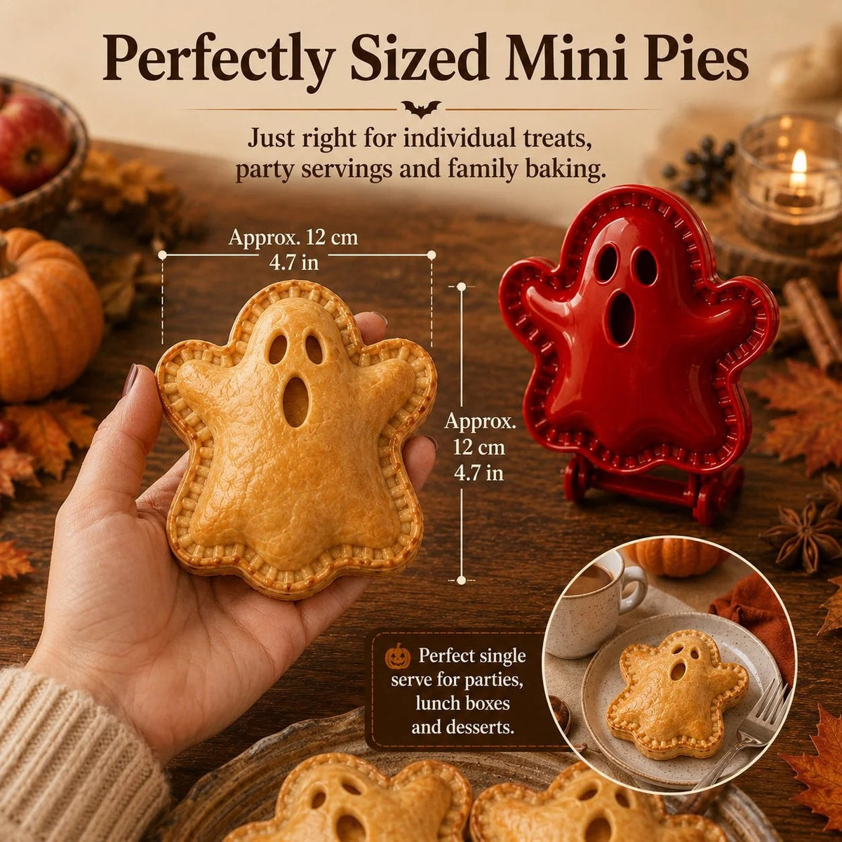 Halloween Hand Pie Mould Hinged Press and Seal Pastry Cutter for Mini Pies