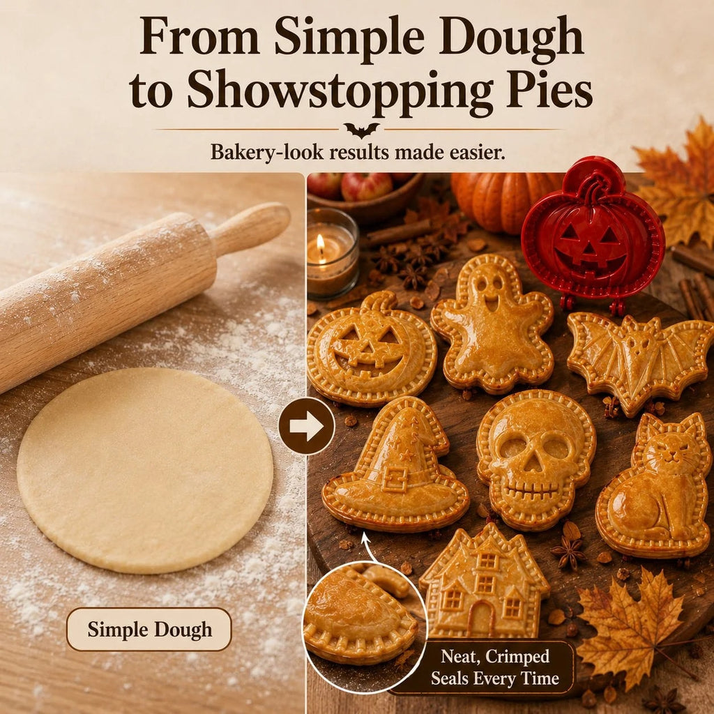 Halloween Hand Pie Mould Hinged Press and Seal Pastry Cutter for Mini Pies