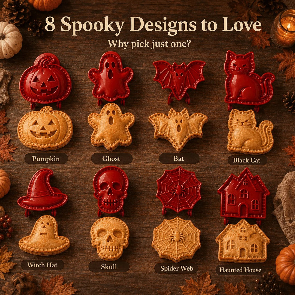 Halloween Hand Pie Mould Hinged Press and Seal Pastry Cutter for Mini Pies