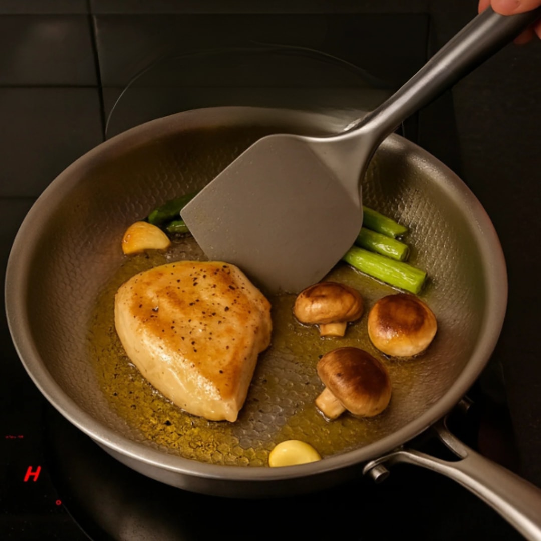 Hammered Titanium Frying Pan Uncoated Induction Skillet for Every Hob