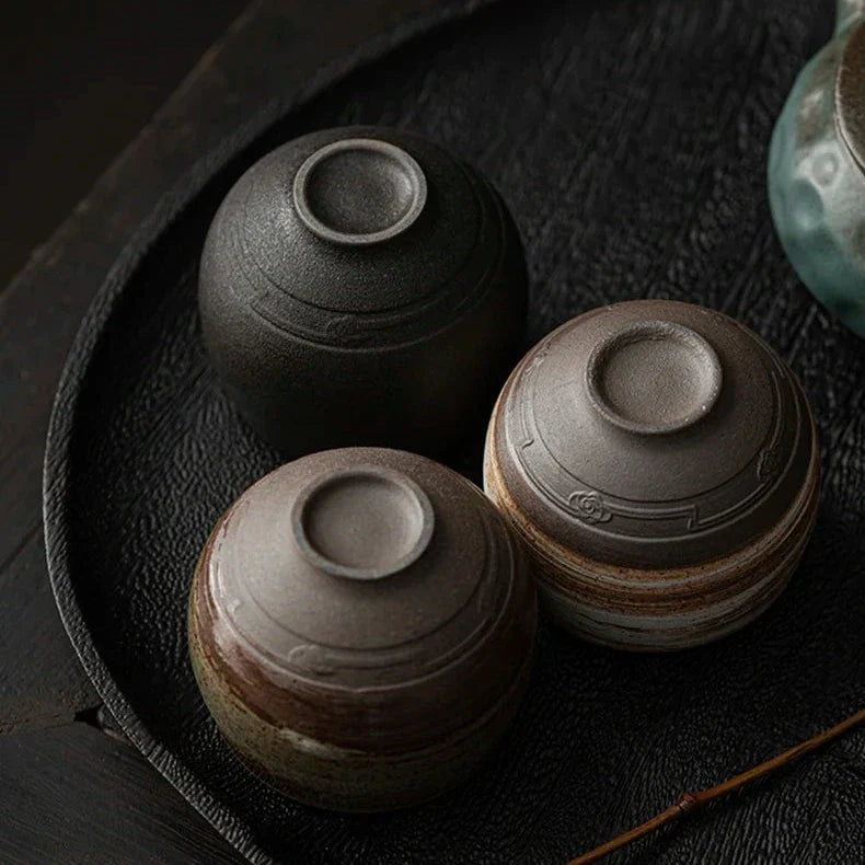 Handmade Stoneware Espresso Cup with Rustic Glaze for Coffee and Tea
