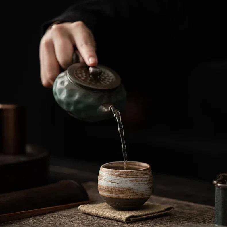 Handmade Stoneware Espresso Cup with Rustic Glaze for Coffee and Tea