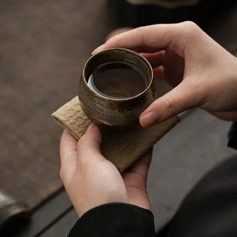 Handmade Stoneware Espresso Cup with Rustic Glaze for Coffee and Tea