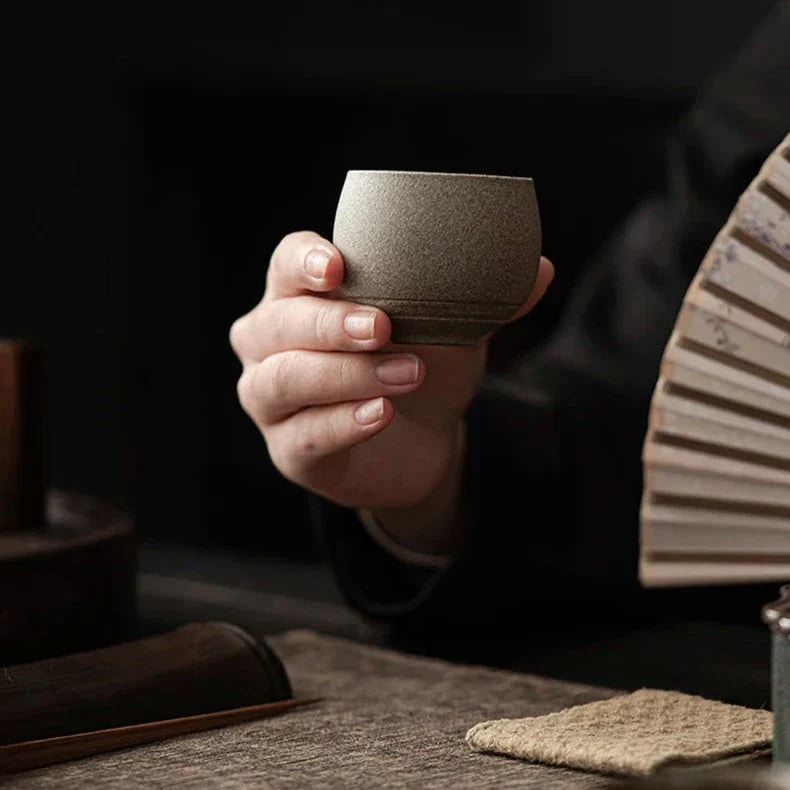 Handmade Stoneware Espresso Cup with Rustic Glaze for Coffee and Tea