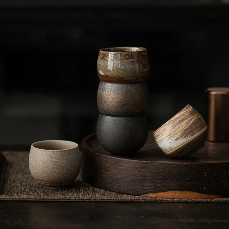 Handmade Stoneware Espresso Cup with Rustic Glaze for Coffee and Tea