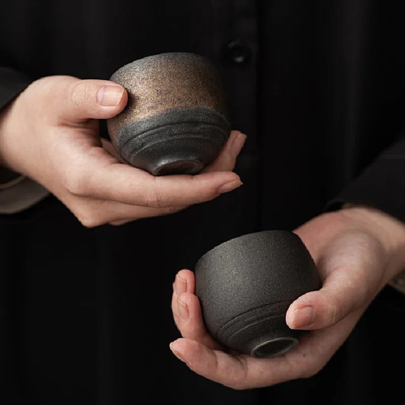Handmade Stoneware Espresso Cup with Rustic Glaze for Coffee and Tea
