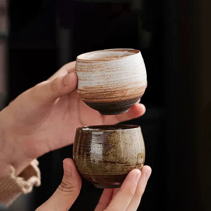Handmade Stoneware Espresso Cup with Rustic Glaze for Coffee and Tea