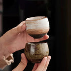 Handmade Stoneware Espresso Cup with Rustic Glaze for Coffee and Tea