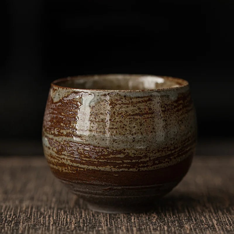 Handmade Stoneware Espresso Cup with Rustic Glaze for Coffee and Tea