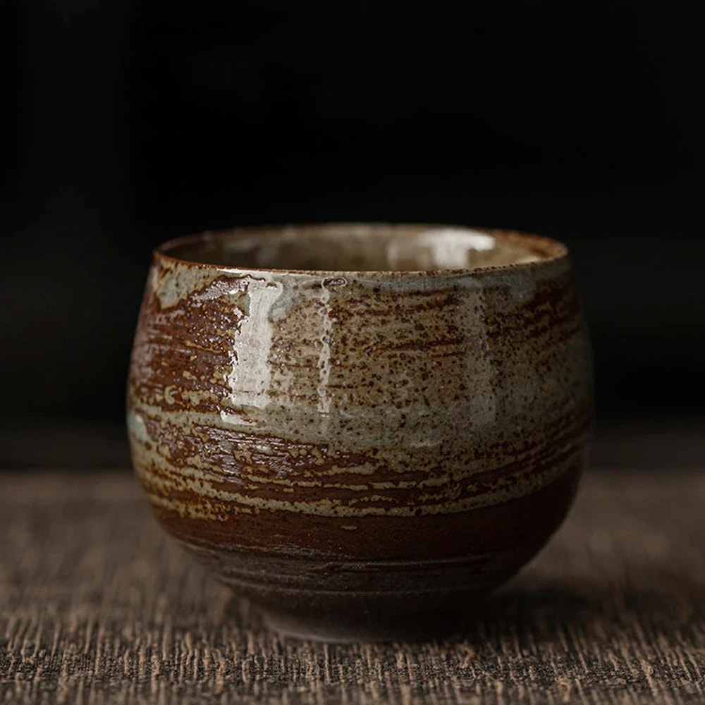 Handmade Stoneware Espresso Cup with Rustic Glaze for Coffee and Tea