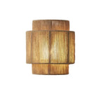Handwoven Rattan Wall Light with Layered Hemp Rope Shade for Bedroom