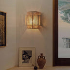 Handwoven Rattan Wall Light with Layered Hemp Rope Shade for Bedroom