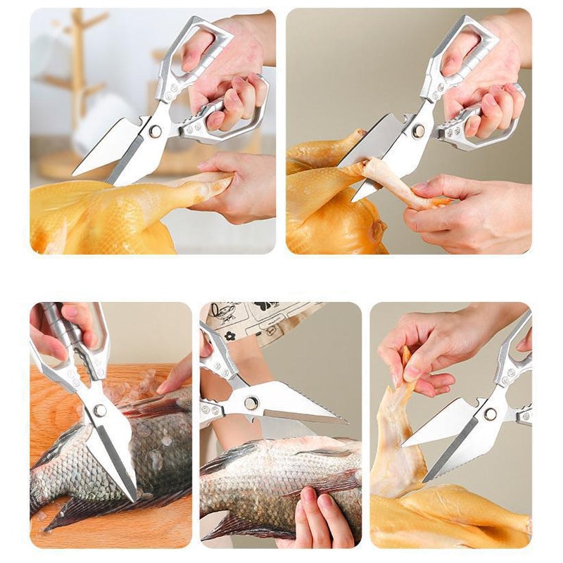 Heavy Duty Kitchen Scissors Stainless Steel Serrated Shears for Meat and Poultry
